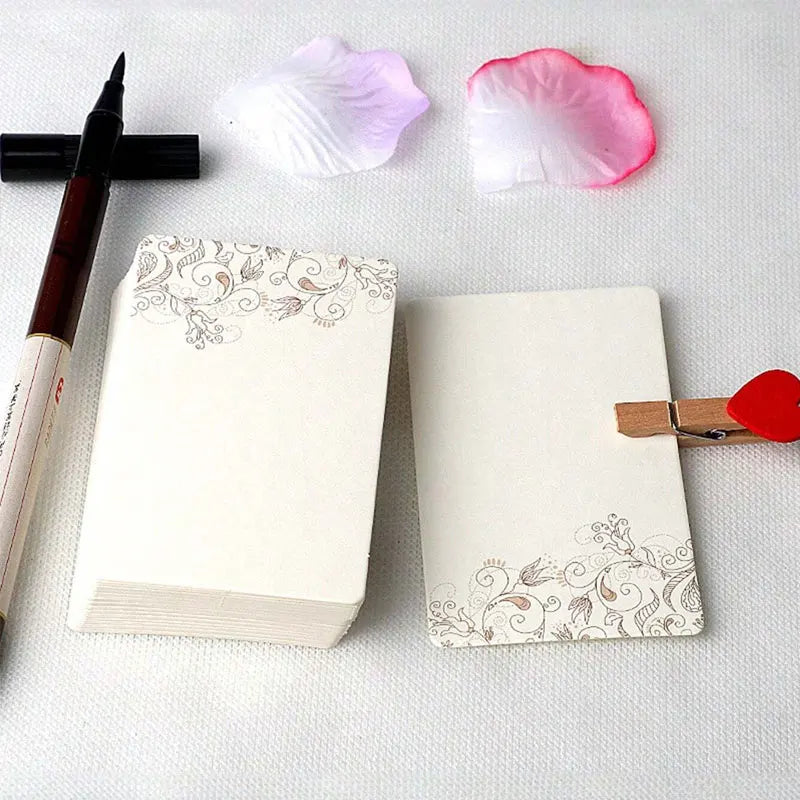 20/40Pcs Blank Greeting Cards, Chinese Style Paper, White Kraft, Small, Floral, DIY Crafts