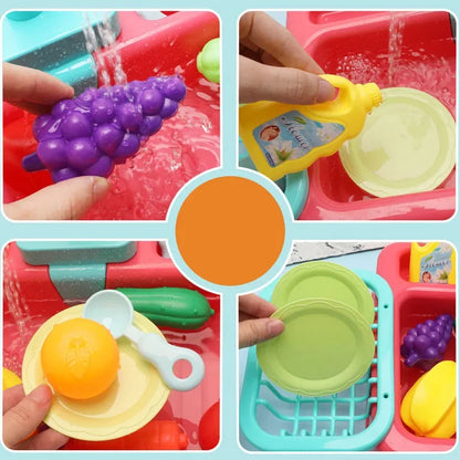 Kitchen Toy Plastic Dish Wash Sink Set Children Simulation Pretend Role Play Housework Kit Early Educational Toys for Childre
