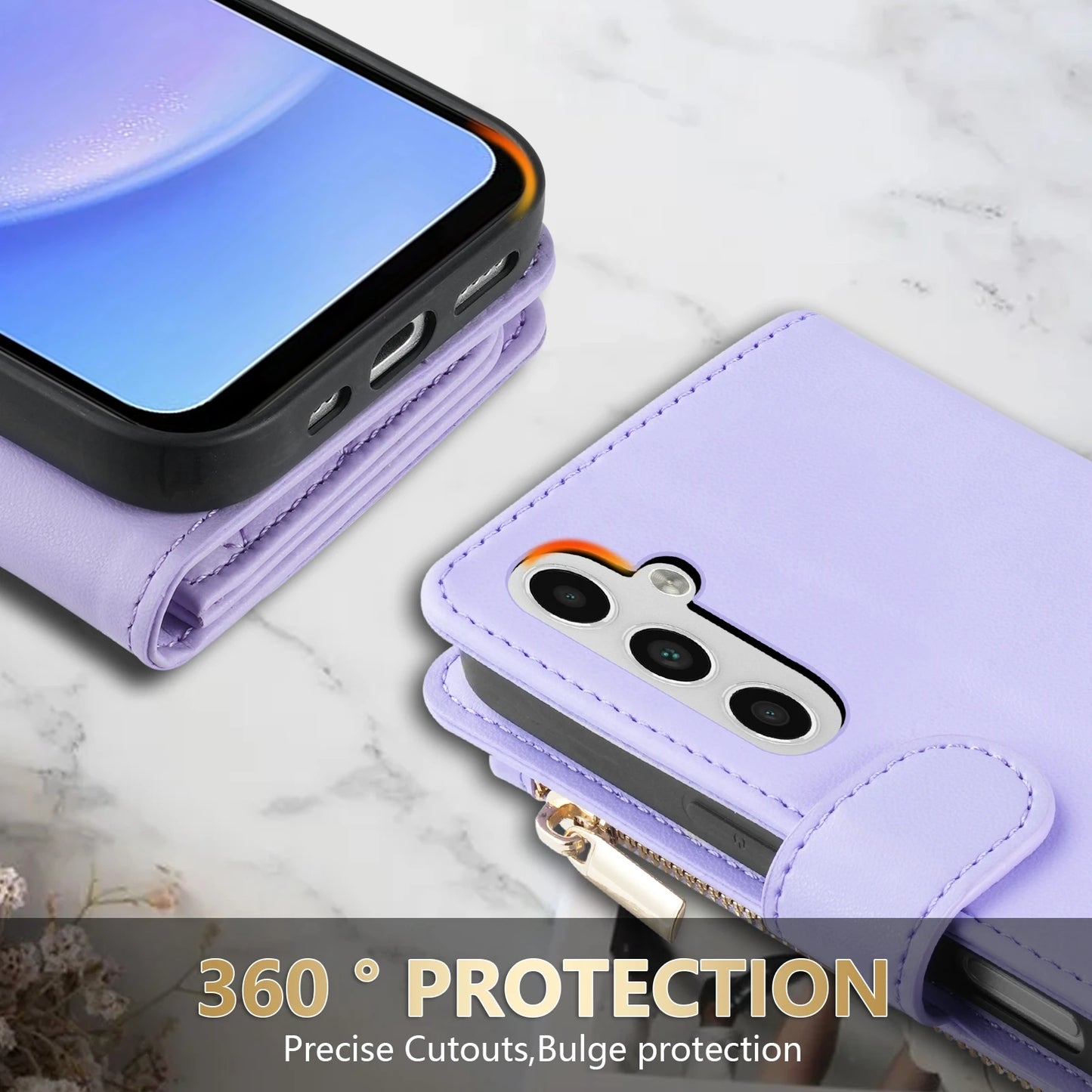 Wallet Small Fragrance Zipper Cardslot Magnetic Flip Leather Case For Samsung Galaxy A07 A15 A16 A17 A34 A35 A36 A53 A54 A55 