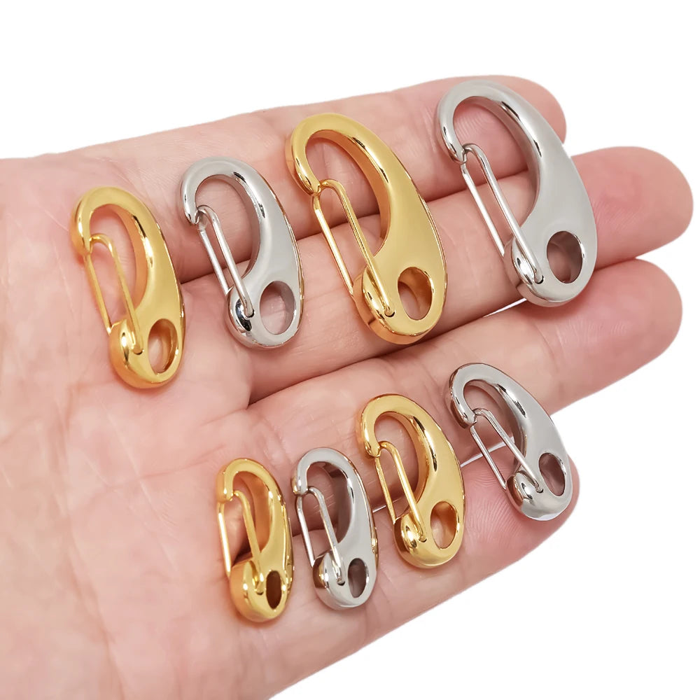 5pcs Stainless Steel D Lobster Clasps Spring Hooks Key Chains Bags Snap-fastener Buckles Connectors DIY Jewelry Accessories