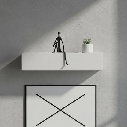 Modern Abstract Thin Metal Figure Sculpture Set, Sitting Thinker Figurine, Vintage Iron Art Statue for Home Office Desktop De