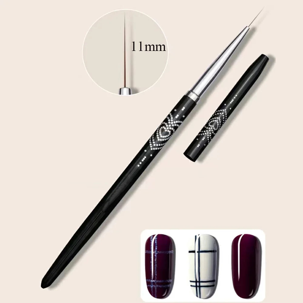 Nail Art Brush Line Stripes DIY Drawing Pen UV Gel Brushes Painting Pen Manicure Tools Black - P032-11