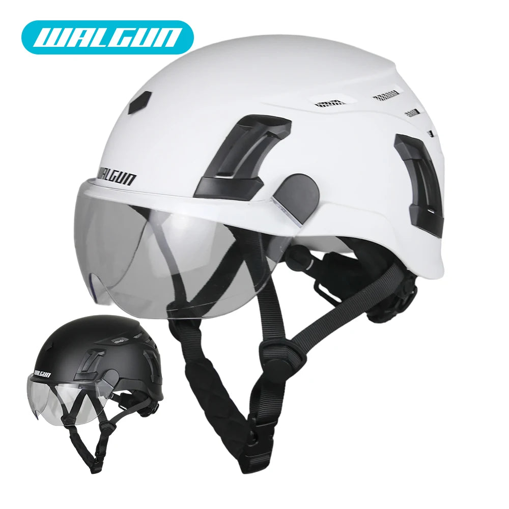 WALGUN K202 Construction Work Safety Helmet with Goggle Lens Visor Ear Protection Hat Electrician Work-at-height Climbing Hel