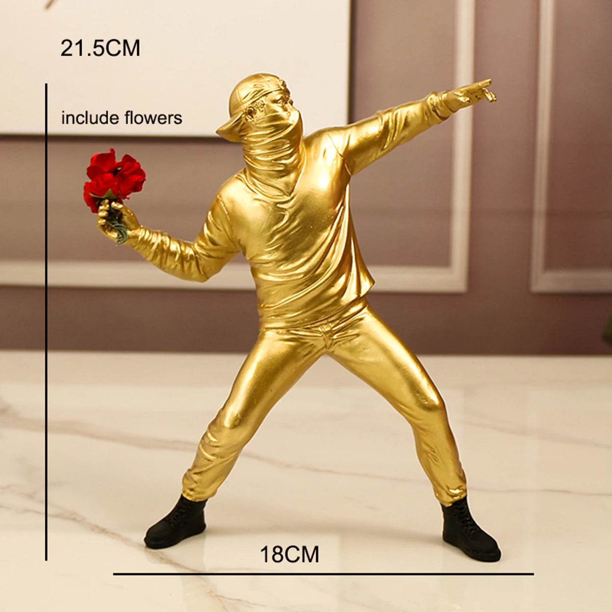 1 pc Resin Banksy Sculptures Flower Thrower Statue Bomber Home Decoration Desk Accessories Collectible Figurine Decorative In