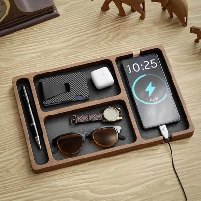 ooden Office Desktop Storage Box Solid Wood Partition Storage Box Mobile Phone Headphone Debris Storage Box Wooden Storage Tr