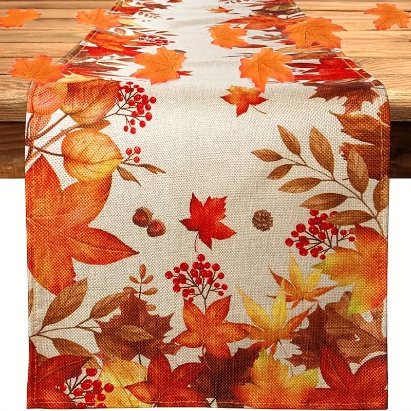 Autumn Leaves Thanksgiving linen Table Runners Fall Maple Leaf Dresser Scarf table decor holiday wedding party dining home de
