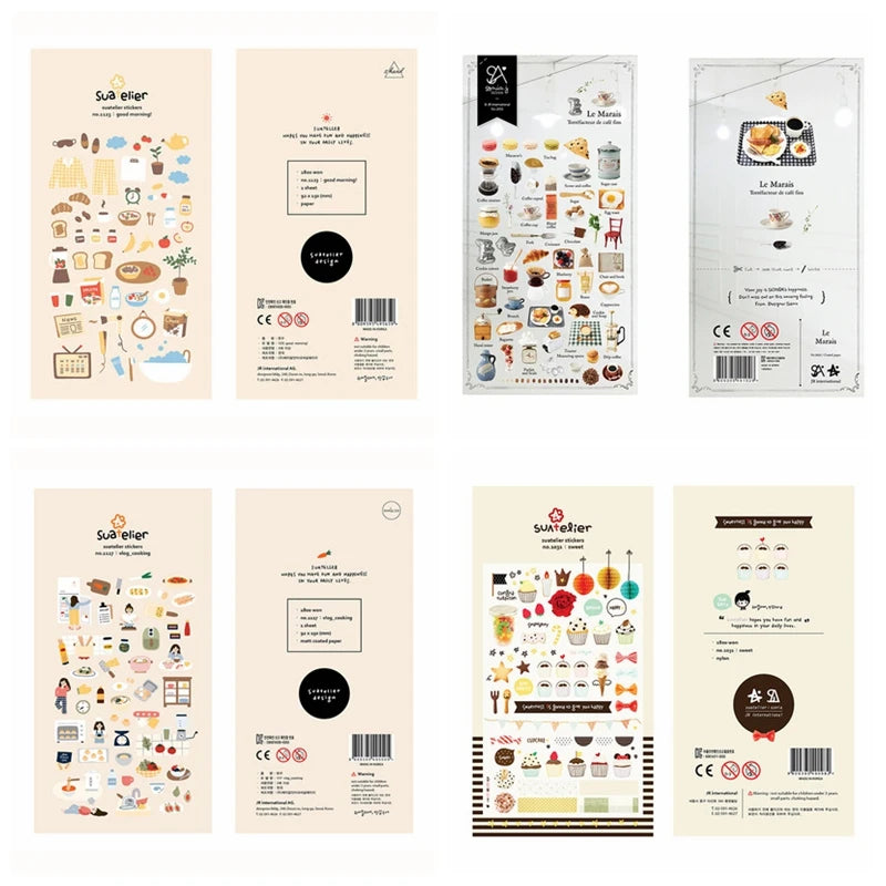 Suatelier Foods Stickers Aesthetic Scrapbooking Cute Junk Journal Ephemera Korean Deco Sticker Planner Diary DIY Craft Suppli