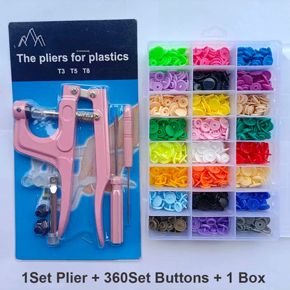 T5 Resin Snap Buttons Set Snaps U Shape Fastener Snap Pliers Buttons Kit Snaps Cloth Buttons DIY Sewing Machine Crafting Tool