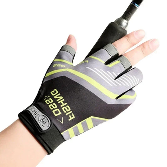 Fishing Gloves for Men Summer Fishing Road Sub Sunscreen and Anti Slip Ice Silk Breathable Thin Three Finger Gloves