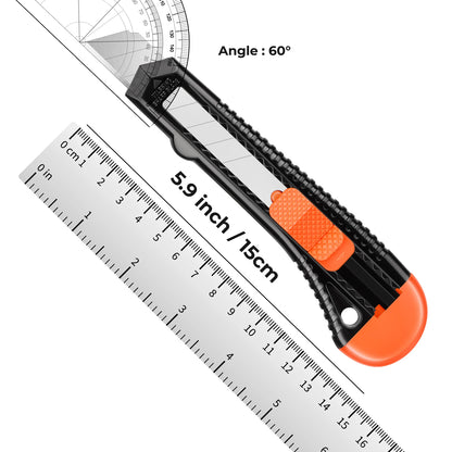 3 Pack Utility Knife Box Cutter Retractable, Compact Box Knife for Cartons, Cardboard and Boxes, with 10 Piece 18mm Wider
