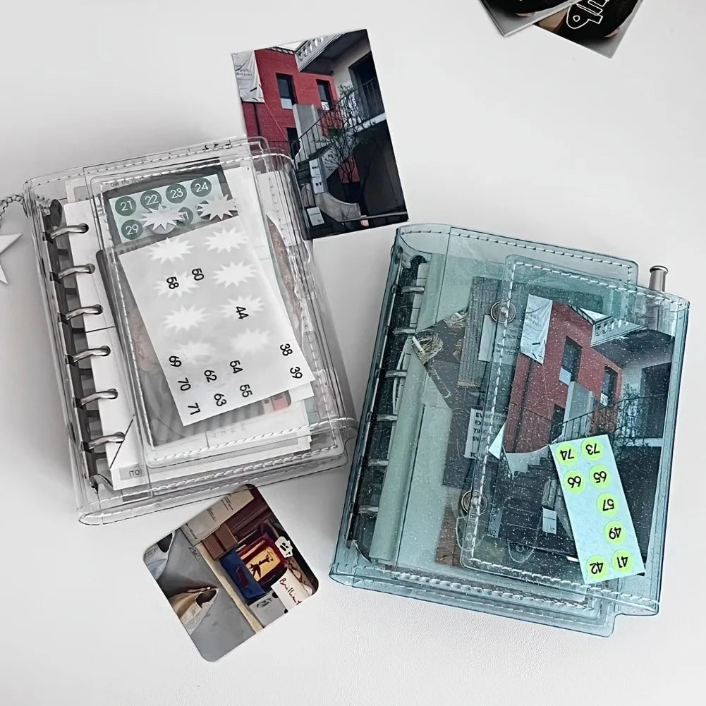 A7 3-Fold Notebook Transparent Budget Planner Replaceable Insert Pocket Storage Compact Travel Journal Daily Notes Sketchbook