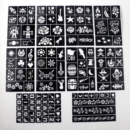 Temporary Tattoo Stencil Templates Set Reusable DIY Painting for Face and Body Art, Christmas Eve Gifts Party Favor Supplies 