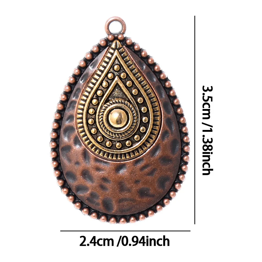 Retro Vintage Ethnic Bohemia Teardrop Pendants for Women Earrings Necklaces Charms for DIY Making Jewelry Accessories