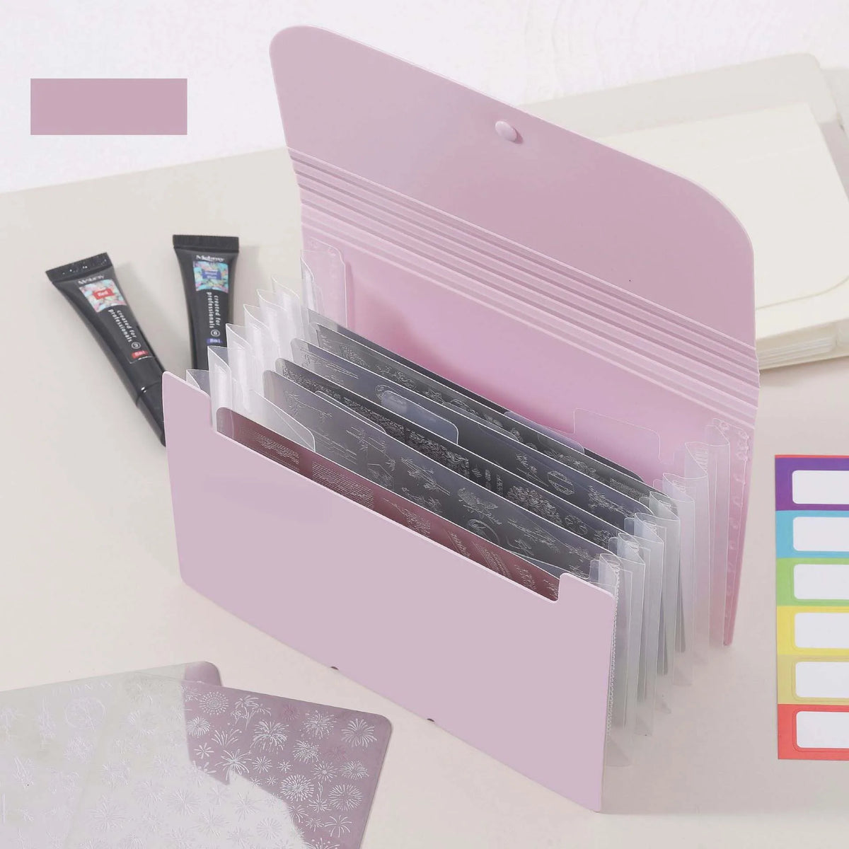 Nail Stamper Plates Storage Book, Foldable, Dust-proof and Scratch-resistant Nail Sticker Steel Plate Storage Album Bag Tool 