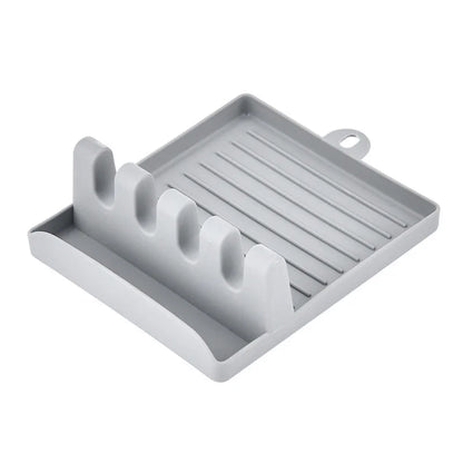 Kitchen Spoon Holders Fork Spatula Rack Shelf Organizer Plastic Chopsticks Holder Non-slip Spoons Pad - Grey