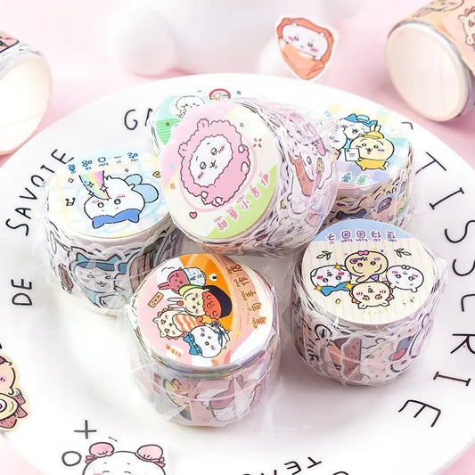 100 Pcs Chiikawas Cute Cartoon Washi Tape Stickers DIY Collage Decorative Supplies for Journal Scrapbook Craft Decoration Gif