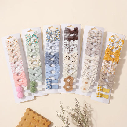 20pcs/set Lovely Kids Bows Hair Clips for Girls Barrette Boutique Full Coverage Fabric Children's Headwear Baby Hair Accessor