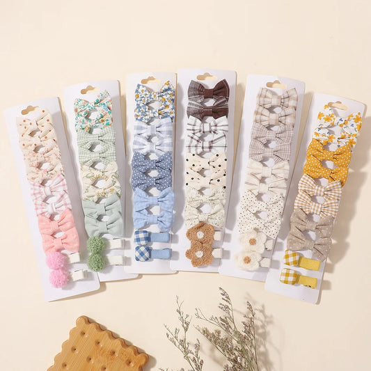 20pcs/set Lovely Kids Bows Hair Clips for Girls Barrette Boutique Full Coverage Fabric Children's Headwear Baby Hair Accessor