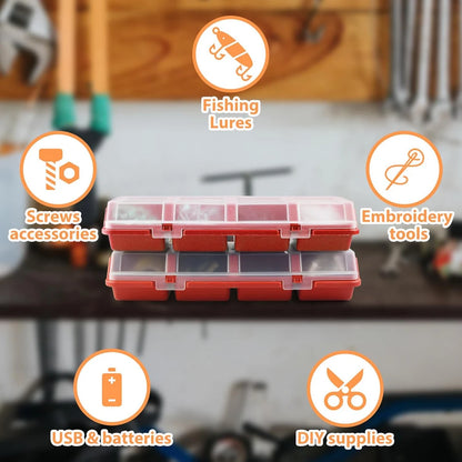 1Pc Plastic Screw Organizer Box with 4 Compartments Portable Tool Parts Storage Bin with Lid for Hardware Small Parts Display