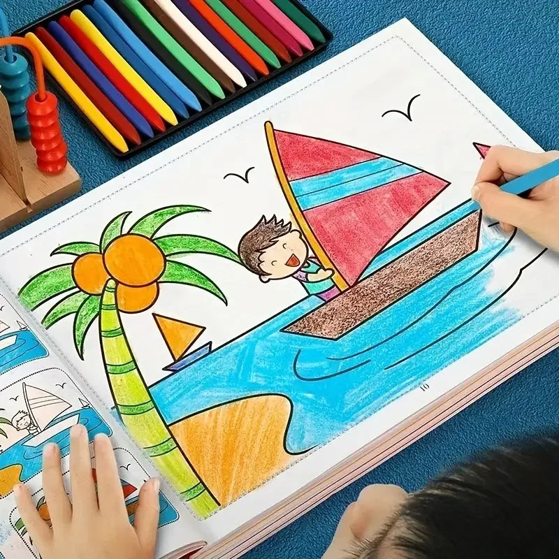 46-Page Kids Drawing & Painting Coloring Book - Educational Art Supplies for Creative Learning, Gift for Boys & Girls, Chines