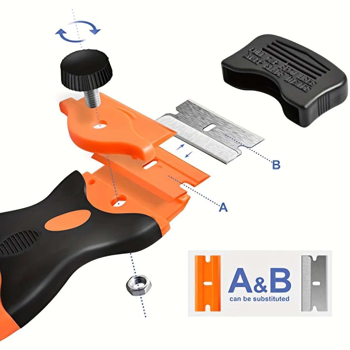 21pcs Razor Blade Scraper Double Edge Razor Scraper Remover Tool with Razor Blades for Labels Stickers Decals Removal Tint Vi