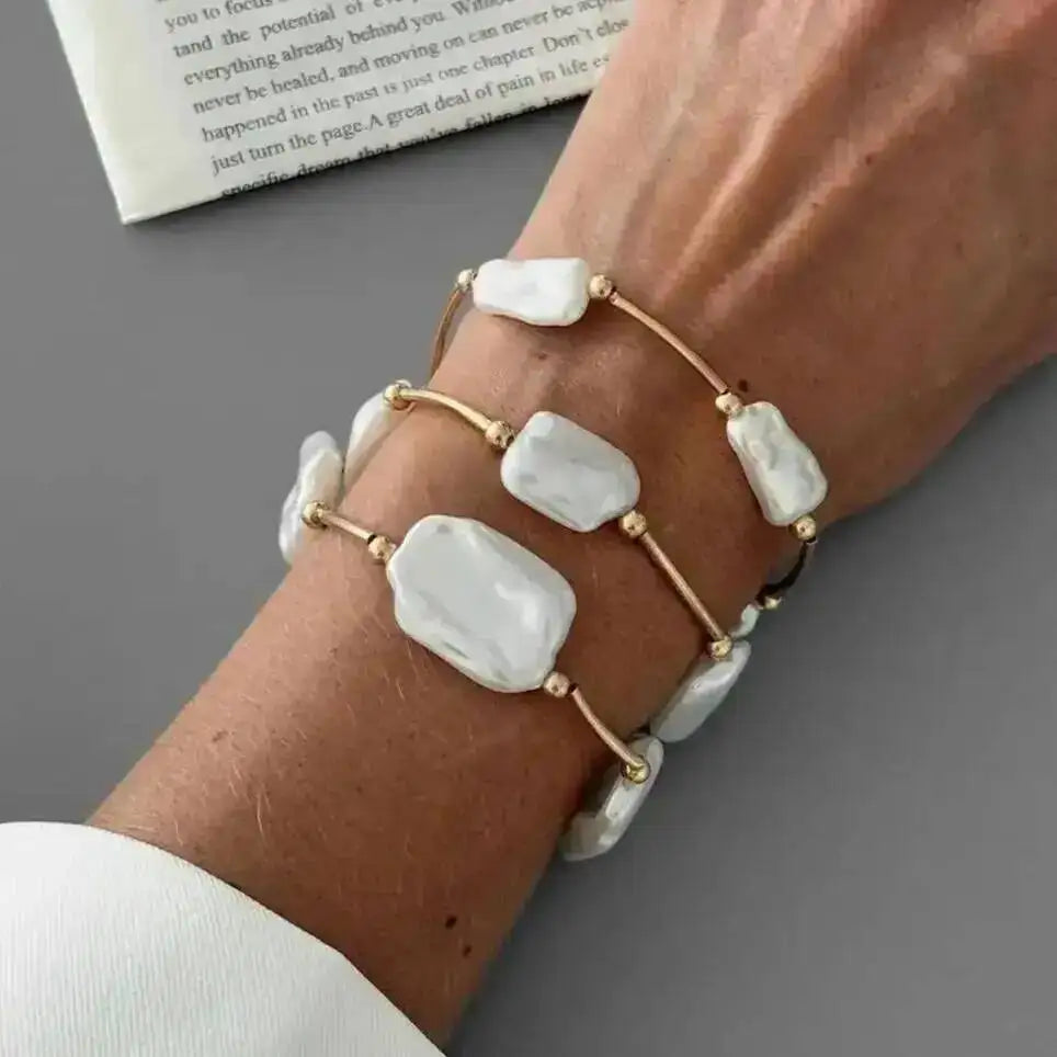 3Pcs/Set Creative Irregular Imitation Pearl Chain Bracelet for Women New Trend Elegant Stackable Bangle Wedding Jewelry