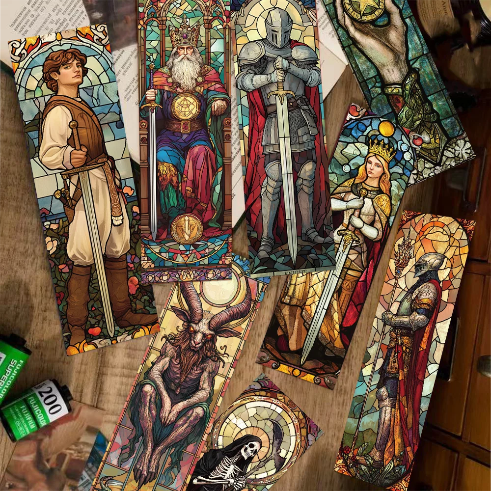 30pcs tarot bookmarks painted glass textured decorative office supplies student reading book labeling creative gift message c