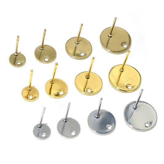 20pcs 6-12mm Stainless Steel Earring Studs Pins Craft Findings for Stud Earrings DIY Jewelry Making Accessories Findings