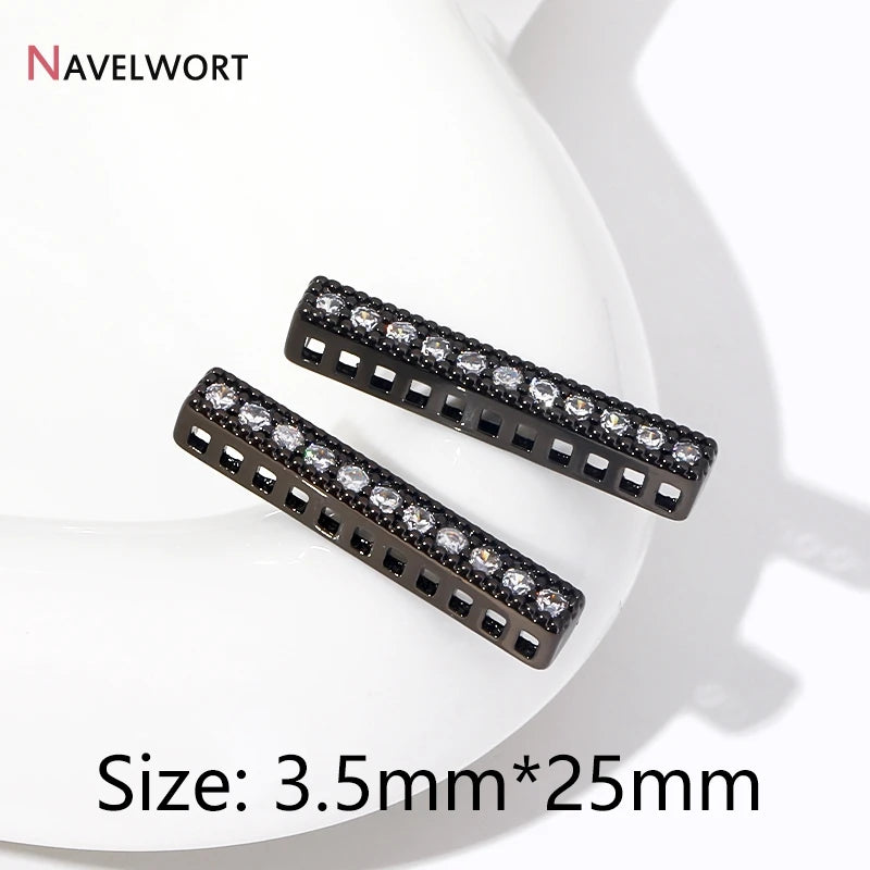 18K Gold Plated Brass Spacer Bars,Cuboid Rows Separator,Inlaid Zircon Accessories DIY Spacer Bars,Supplies For Jewelry