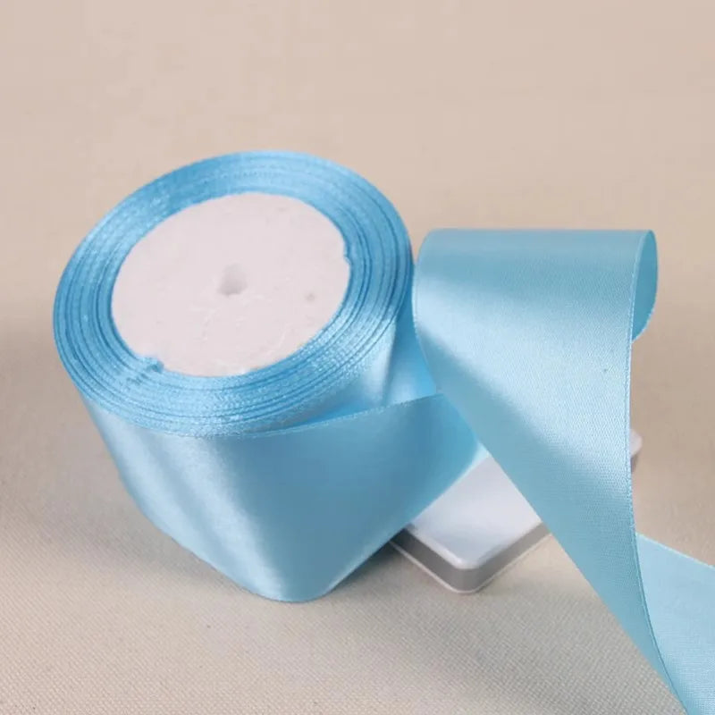 6mm 10mm 15mm 20mm 25mm 40mm 50mm Sky Blue Satin Ribbons Christmas Wedding Party Decoration Gift Wrapping Light Blue Ribbons 