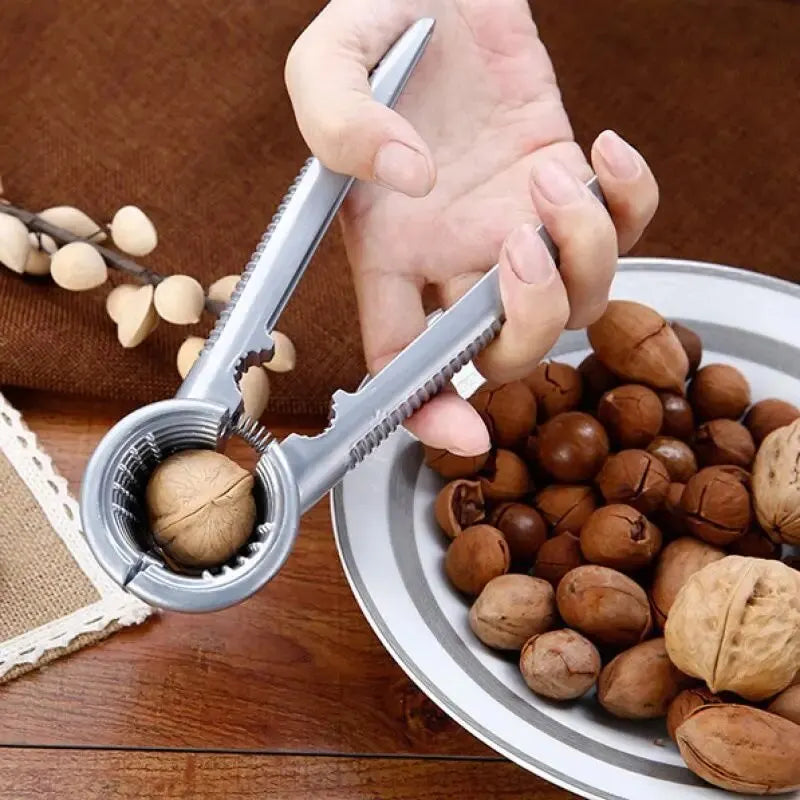 Silvery Metal Walnut Clip Multi Functional Household Nutcracker Shelling Tool for Hazelnuts Chestnuts