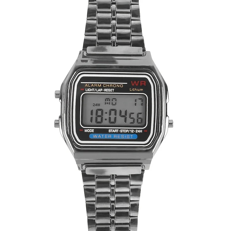 F91W Non-Waterproof Steel Band Watch For Women, Men, Business Clock, Multi-Functional LED Digital Sports Watch, Electronic Cl