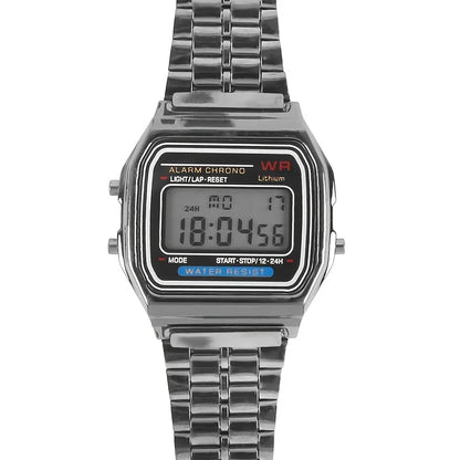 F91W Non-Waterproof Steel Band Watch For Women, Men, Business Clock, Multi-Functional LED Digital Sports Watch, Electronic Cl