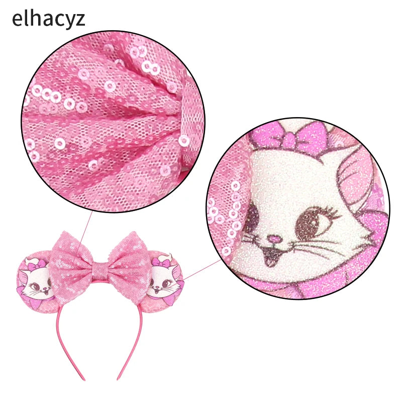 New Christmas Halloween Mouse Ears Headband Cartoon Sequin Bows Headband Birthday Party Princess Cosplay Costume For Women Ad