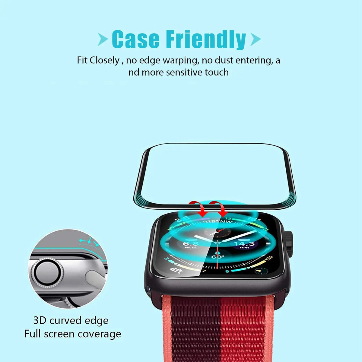 Screen Protector for Apple Watch Series 7 8 9 45mm 44mm 40mm iWatch 6 SE 5 4 3 42mm 38mm 41mm Soft Glass Apple Watch Accessor