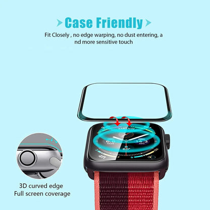 Screen Protector for Apple Watch Series 7 8 9 45mm 44mm 40mm iWatch 6 SE 5 4 3 42mm 38mm 41mm Soft Glass Apple Watch Accessor