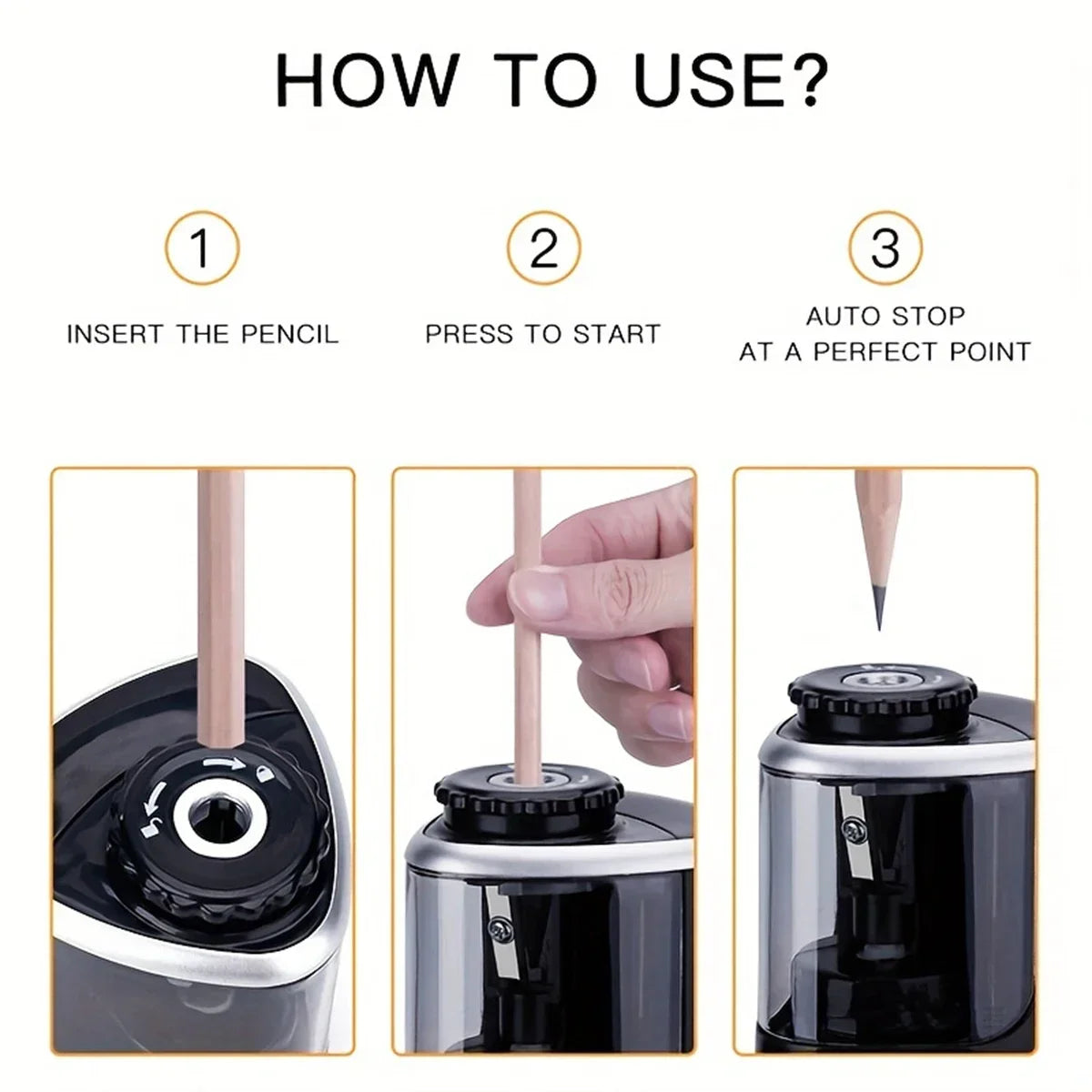 Electric Sharpener Assembly Desktop Automatic Pencil Sharpener Suitable To Pencils (6-8mm) for Students School Office Station