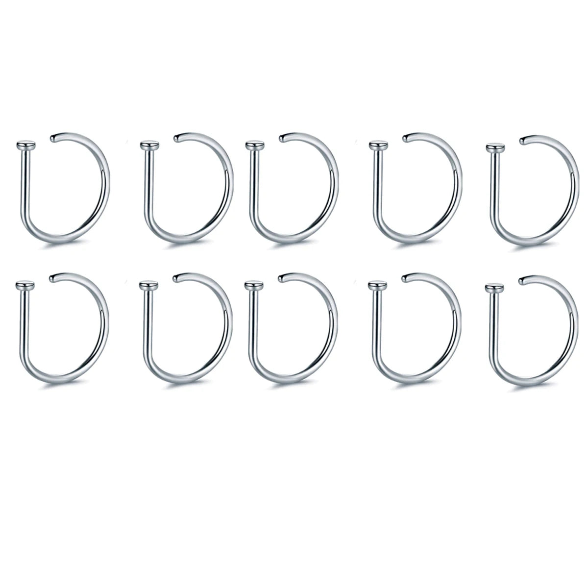 Fake Nose Ring Hoop Lip Labret Ring for Women Non Pierce Hoop Nose Ring Septum Hoop Ring Tragus Rook Ring Non Piercing Jewelr