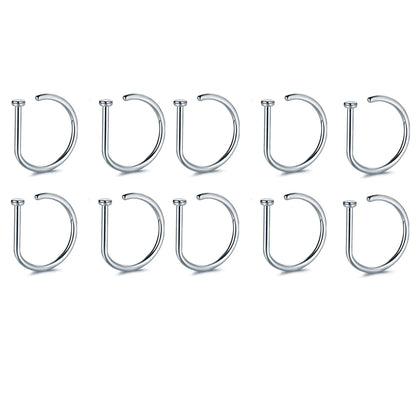 Fake Nose Ring Hoop Lip Labret Ring for Women Non Pierce Hoop Nose Ring Septum Hoop Ring Tragus Rook Ring Non Piercing Jewelr
