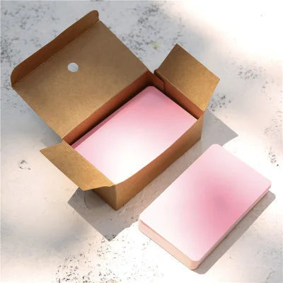 100pcs/box Kraft paper card color blank business card message thank you card writing card label bookmark learning card - Pink