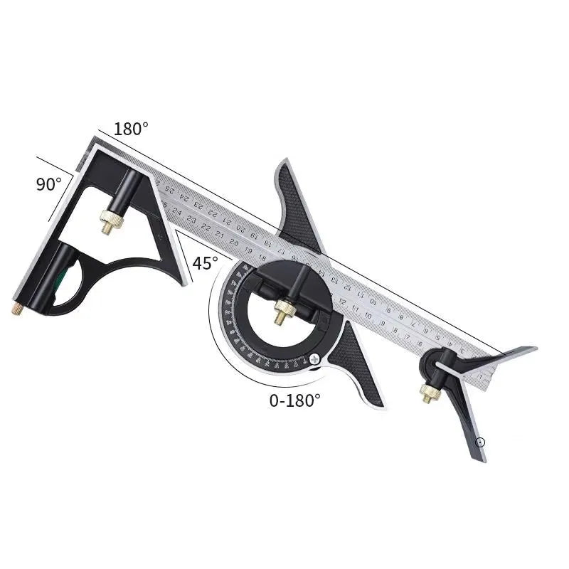 Adjustable Sliding Combination Square Ruler, Metal Ruler Framing Square T Ruler Carpentry Woodworking Measure Tools - Type B