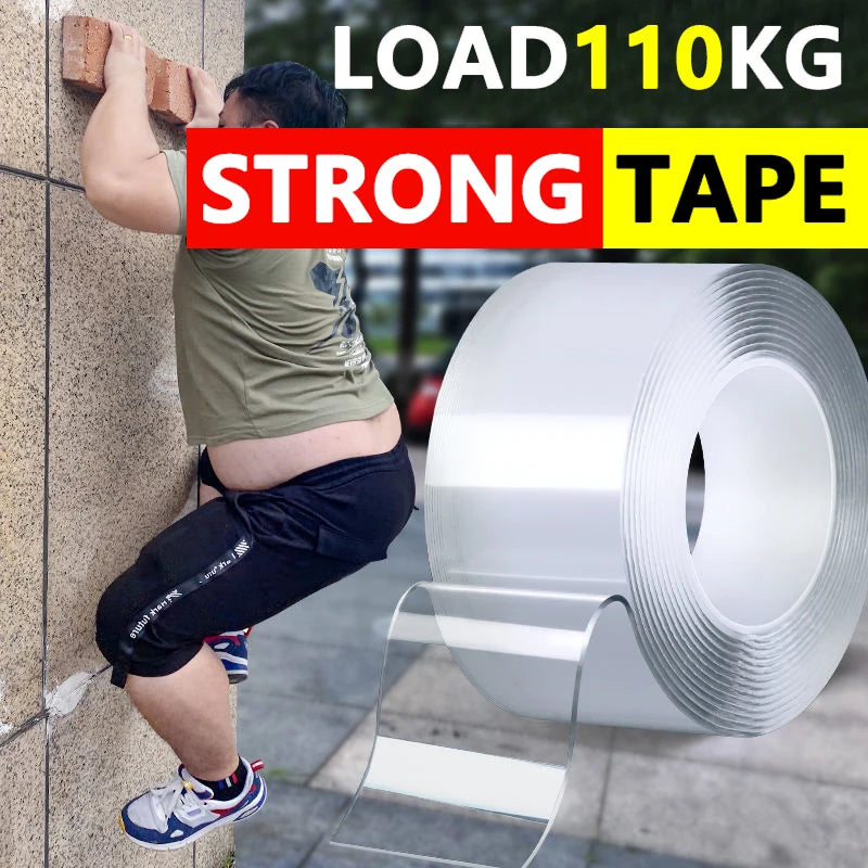 1m 2m 3m 5m Nano Tape Double Sided Tape Transparent Reusable Waterproof Adhesive Strong Tapes Cleanable Kitchen Bathroom Supp