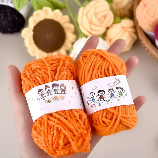 Crochet Yarn Set, 12 Color Kids DIY Yarn, Knitting and Crocheting Materials, Crafting Wool Balls for Hats, Dolls, Needlework 