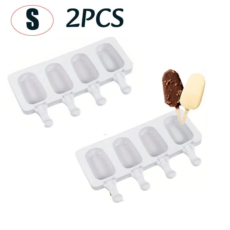 Silicone Ice Cream Popsicle Mold Combination With Ice Cream Stick DIY Chocolate Dessert Maker Ice Cube Tray Mold Homemade Too