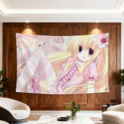 Flag Anime Moe For Room Dorm Girl Party Hogar Art Bedside Living Room Wall Hanging Y2k Garden Decor Cutecore Banner Gift
