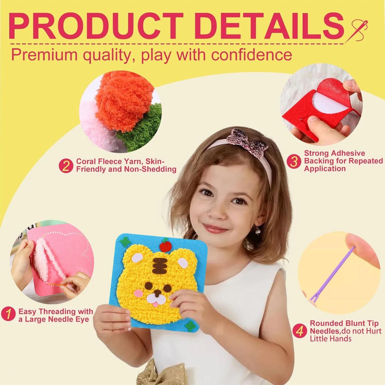 First Sewing Kit for Beginner Kids Arts Crafts DIY Embroidery Projects Animal Dolls Set Gift for Girls Boys Learn to Sew Felt