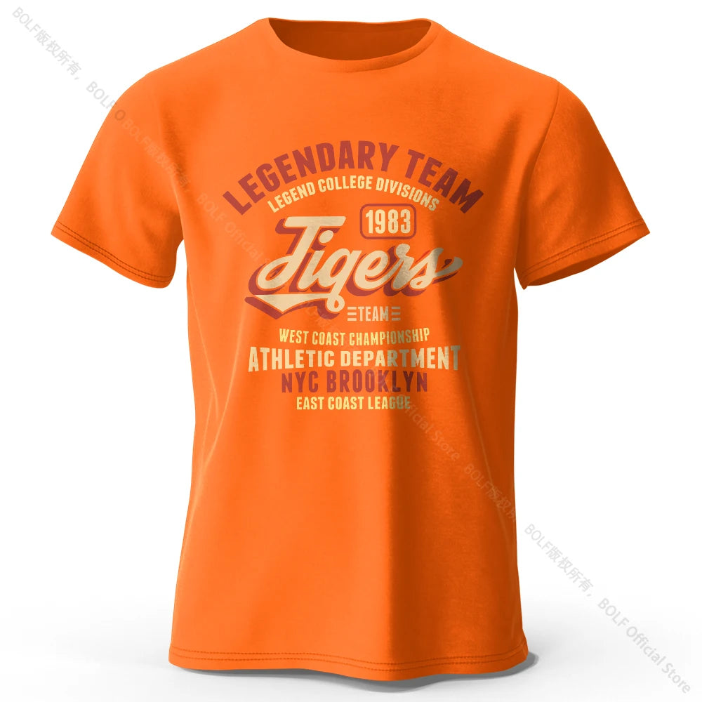 Minimalist Tiger Silhouette Printed 100% Cotton T-Shirt, Breathable Round Neck Short Sleeve Tee for Men & Women - Orange / XL