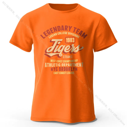 Minimalist Tiger Silhouette Printed 100% Cotton T-Shirt, Breathable Round Neck Short Sleeve Tee for Men & Women - Orange / XL