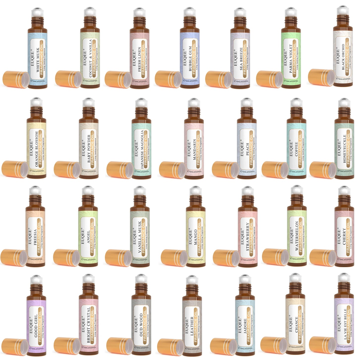 EUQEE 10ml Fragrance Oil Roll-On Long Lasting Scent La Vie Est Belle CHANCE Jadore Cotton Strawberry Mango for Diffuser Burne