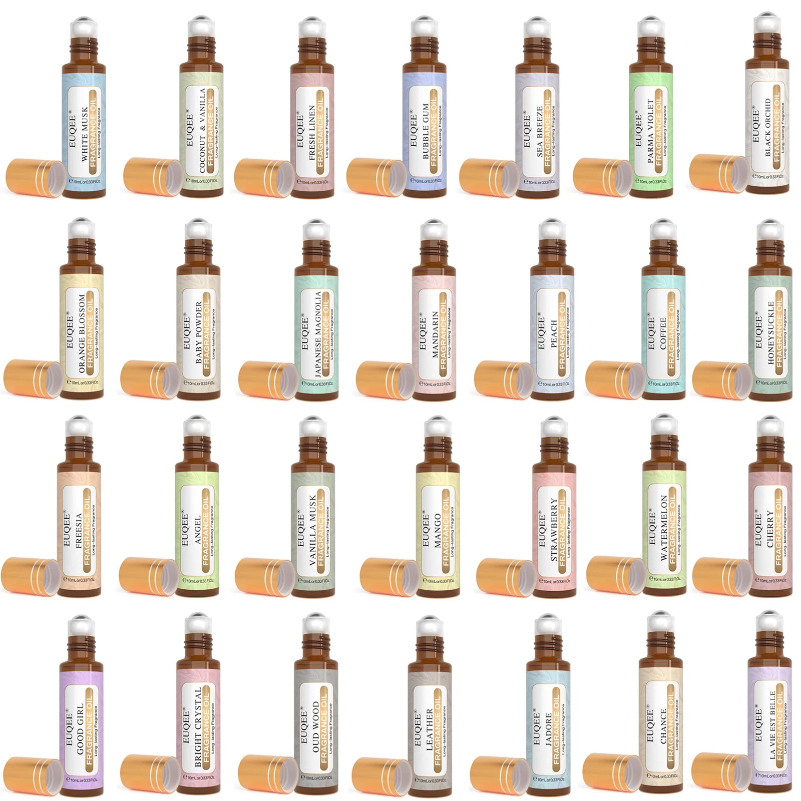 EUQEE 10ml Fragrance Oil Roll-On Long Lasting Scent La Vie Est Belle CHANCE Jadore Cotton Strawberry Mango for Diffuser Burne